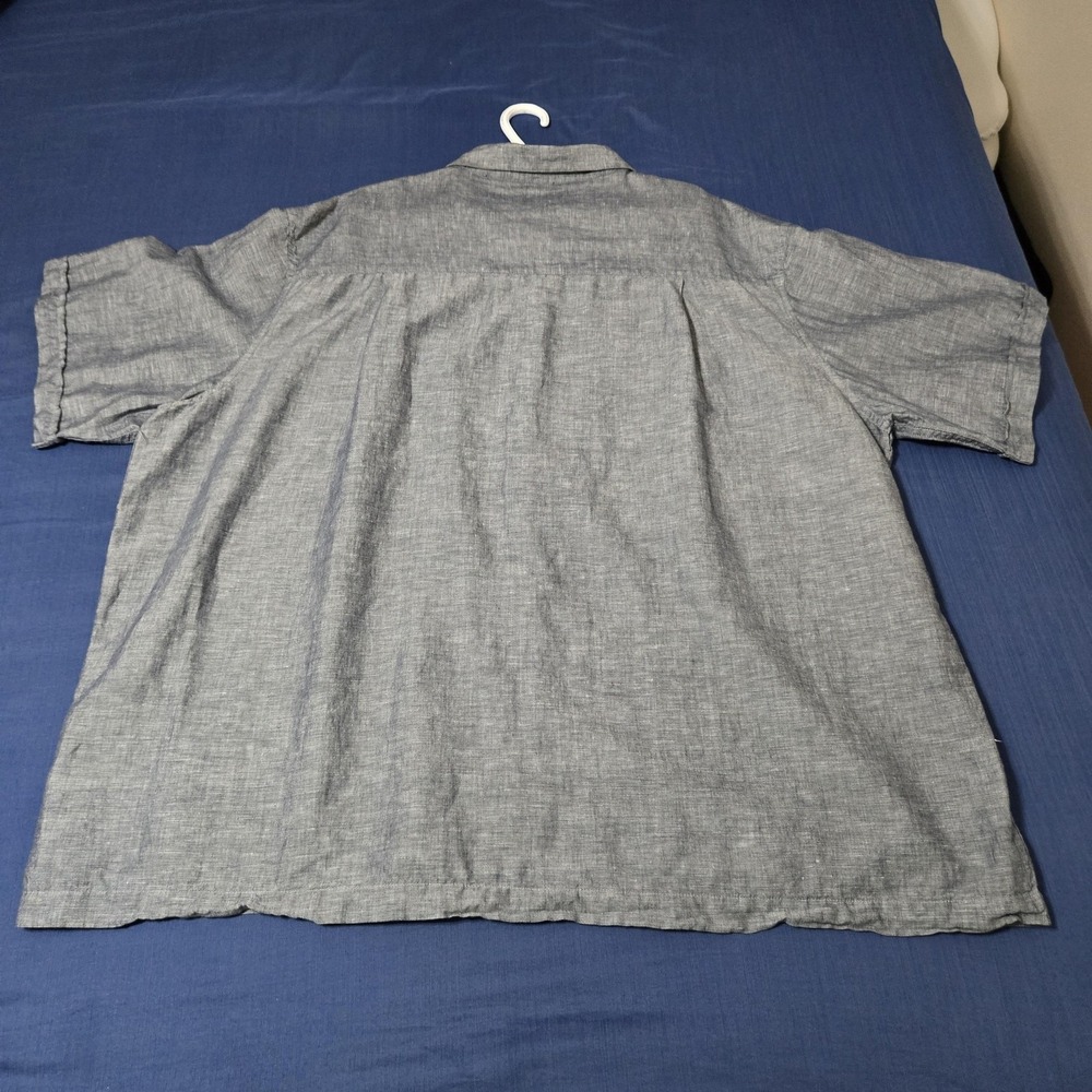 Café Luna Shirt‎ Mens 3XL Gray Linen Cotton Short Sleeve Button Up Casual Summer - Picture 6 of 7